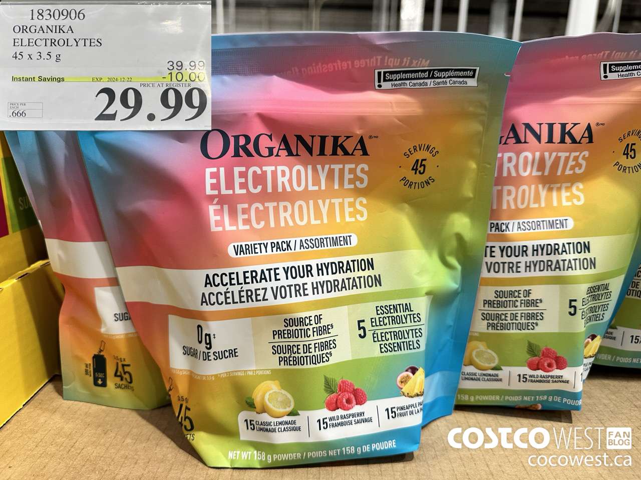 1830906 ORGANIKA ELECTROLYTES 45 x 3.5 g  ($10.00 INSTANT SAVINGS EXPIRES ON 2024-12-22) $29.99