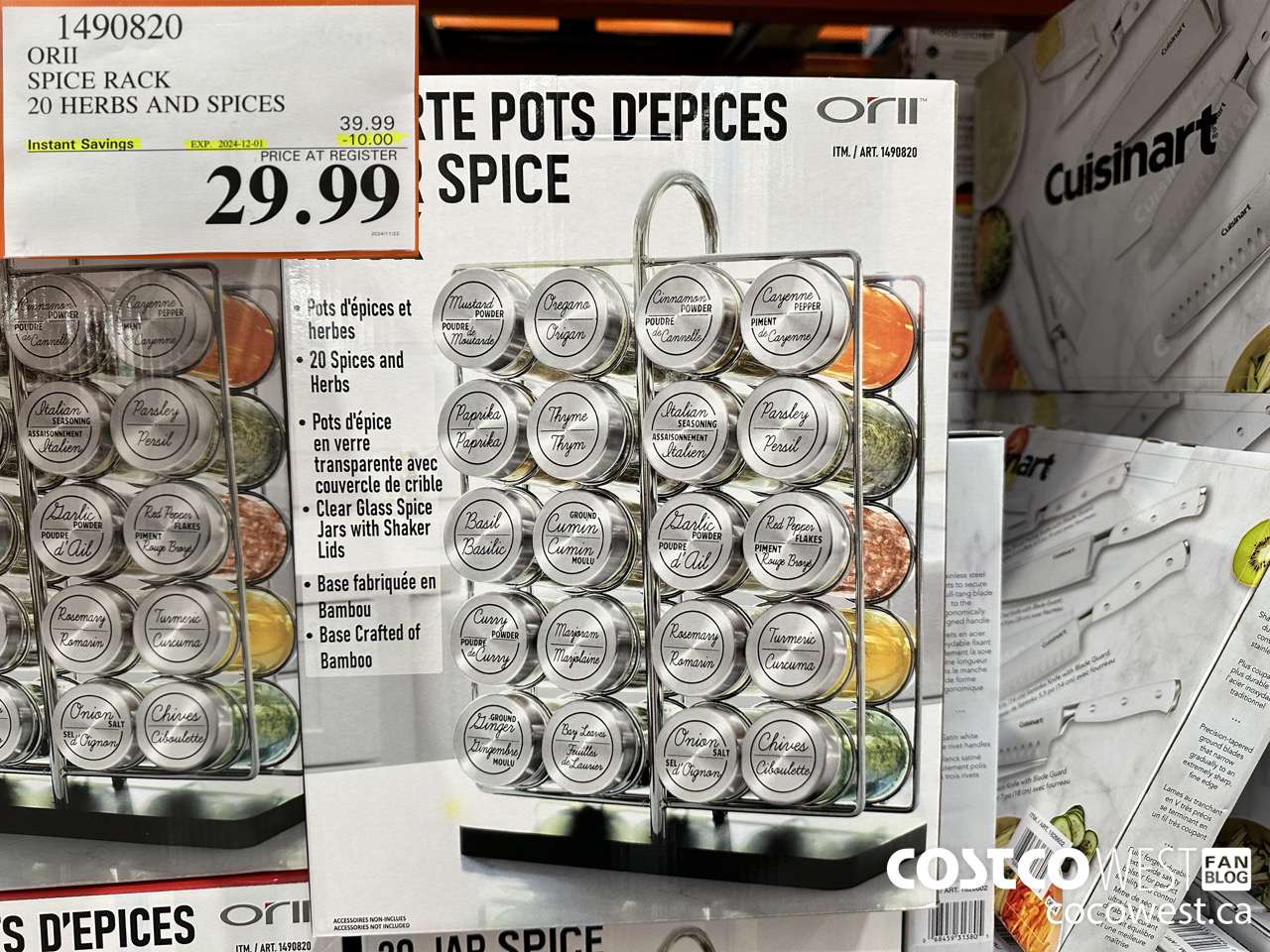 1490820 ORII SPICE RACK 20 HERBS / SPICES ($10.00 INSTANT SAVINGS EXPIRES ON 2024-12-01) $29.99
