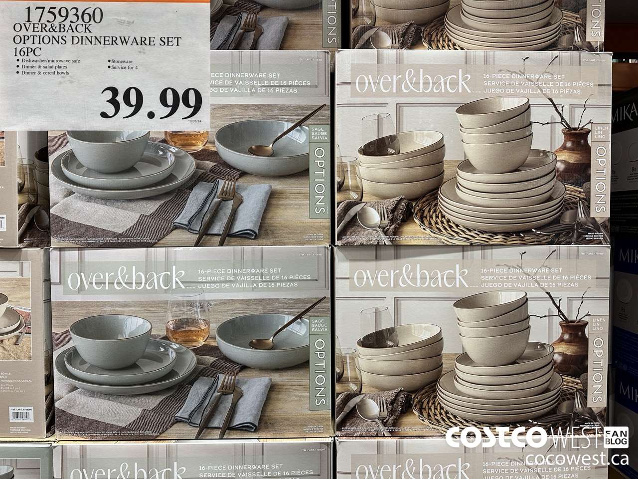 1759360 OVER&BACK OPTIONS DINNERWARE SET 16PC $39.99