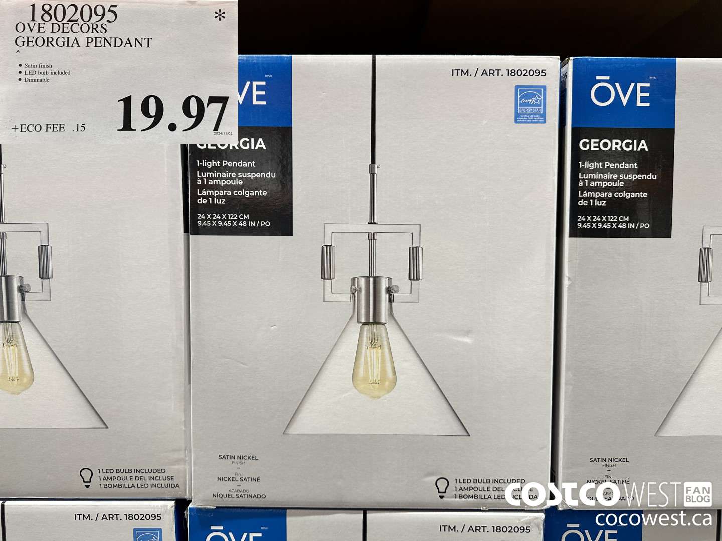 1802095 OVE DECORS GEORGIA PENDANT $19.97