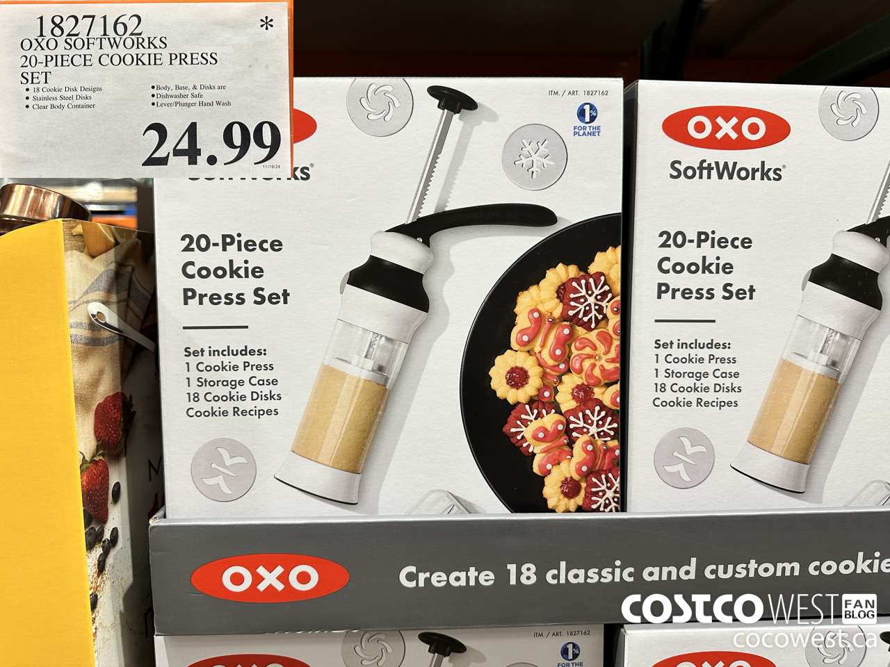 1827162 OXO SOFTWORKS 20-PIECE COOKIE PRESS SET $24.99