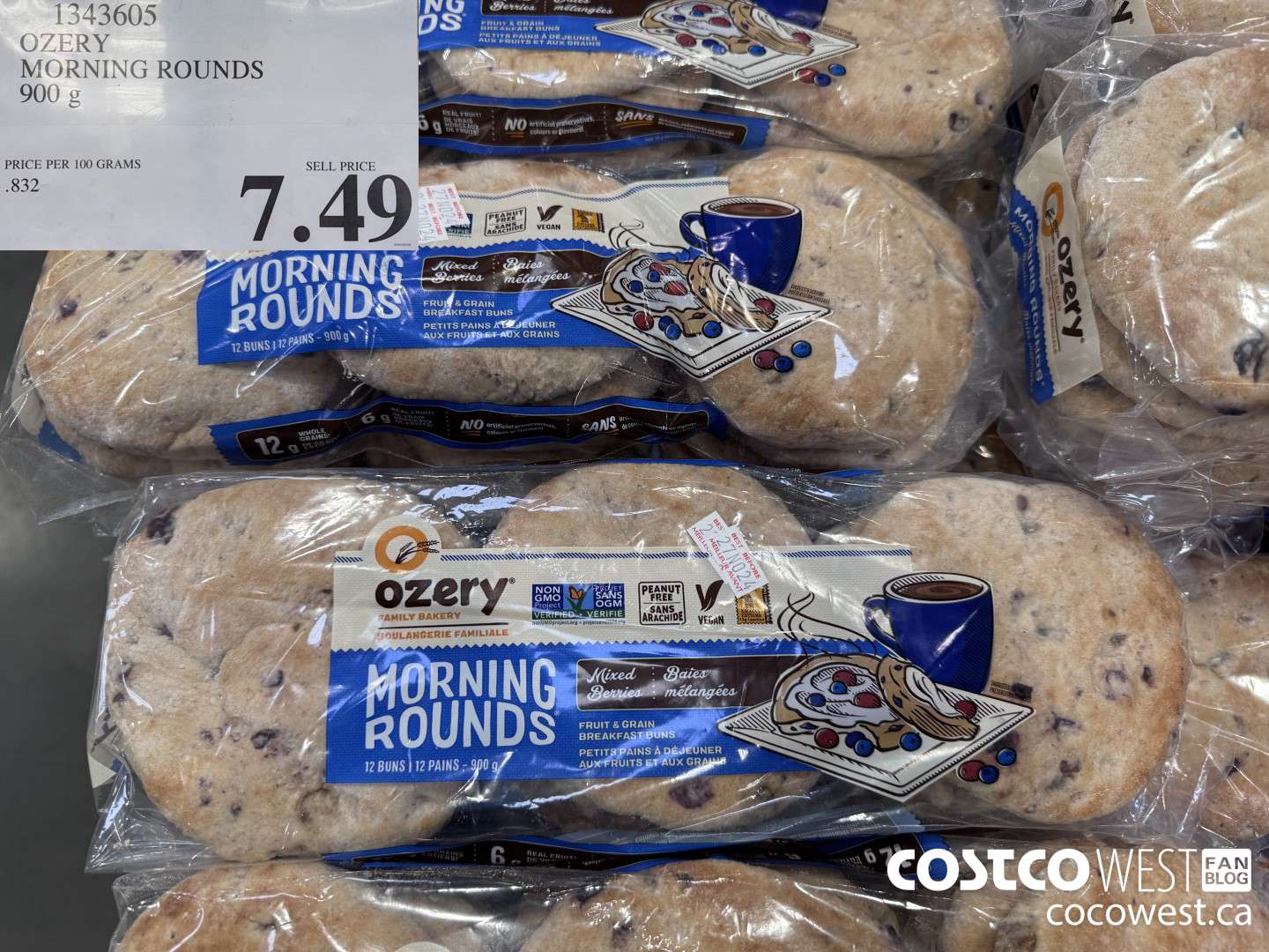 1343605 OZERY MORNING ROUNDS MIXED BERRY 900G $7.49