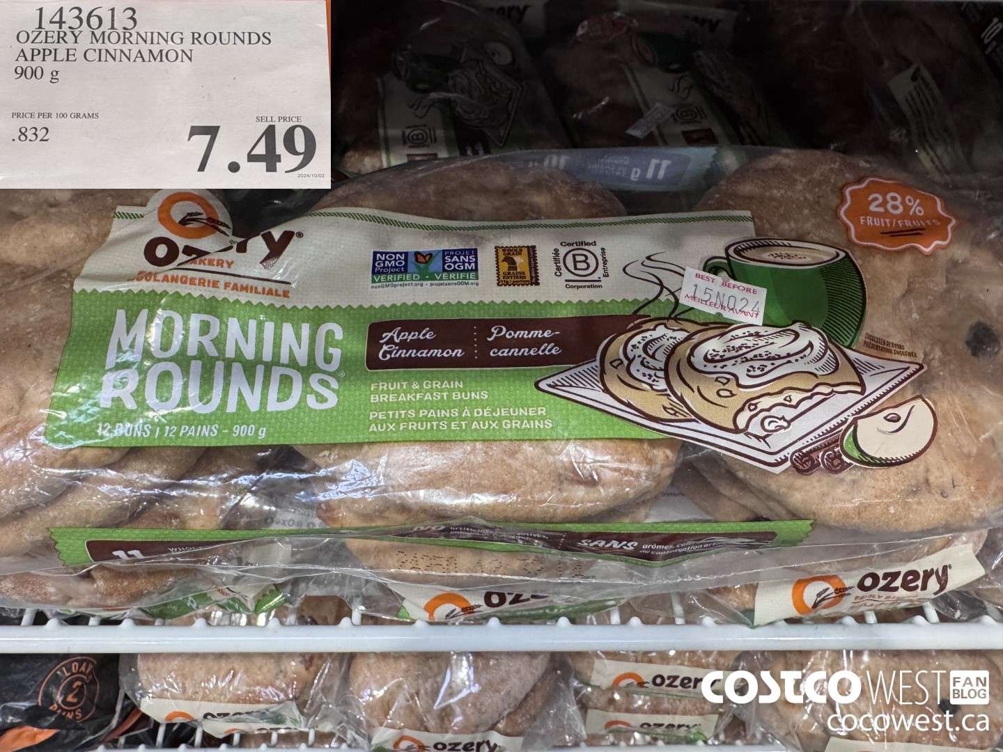 143613 OZERY ROUNDS APPLE CINNAMON 900G $7.49