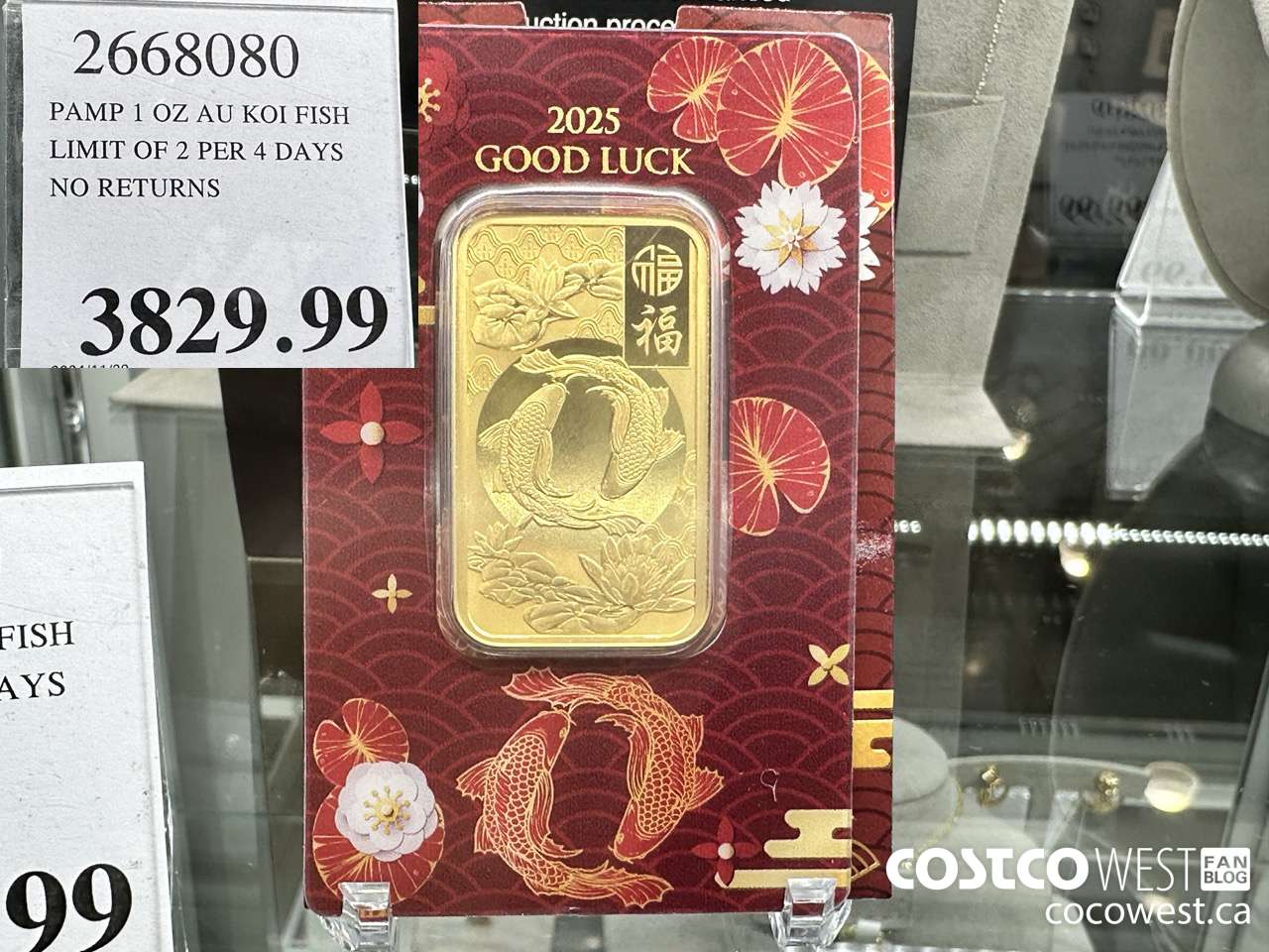 2668080 PAMP 1 OZ AU KOI FISH LIMIT OF 2 PER 4 DAYS NO RETURNS $3829.99