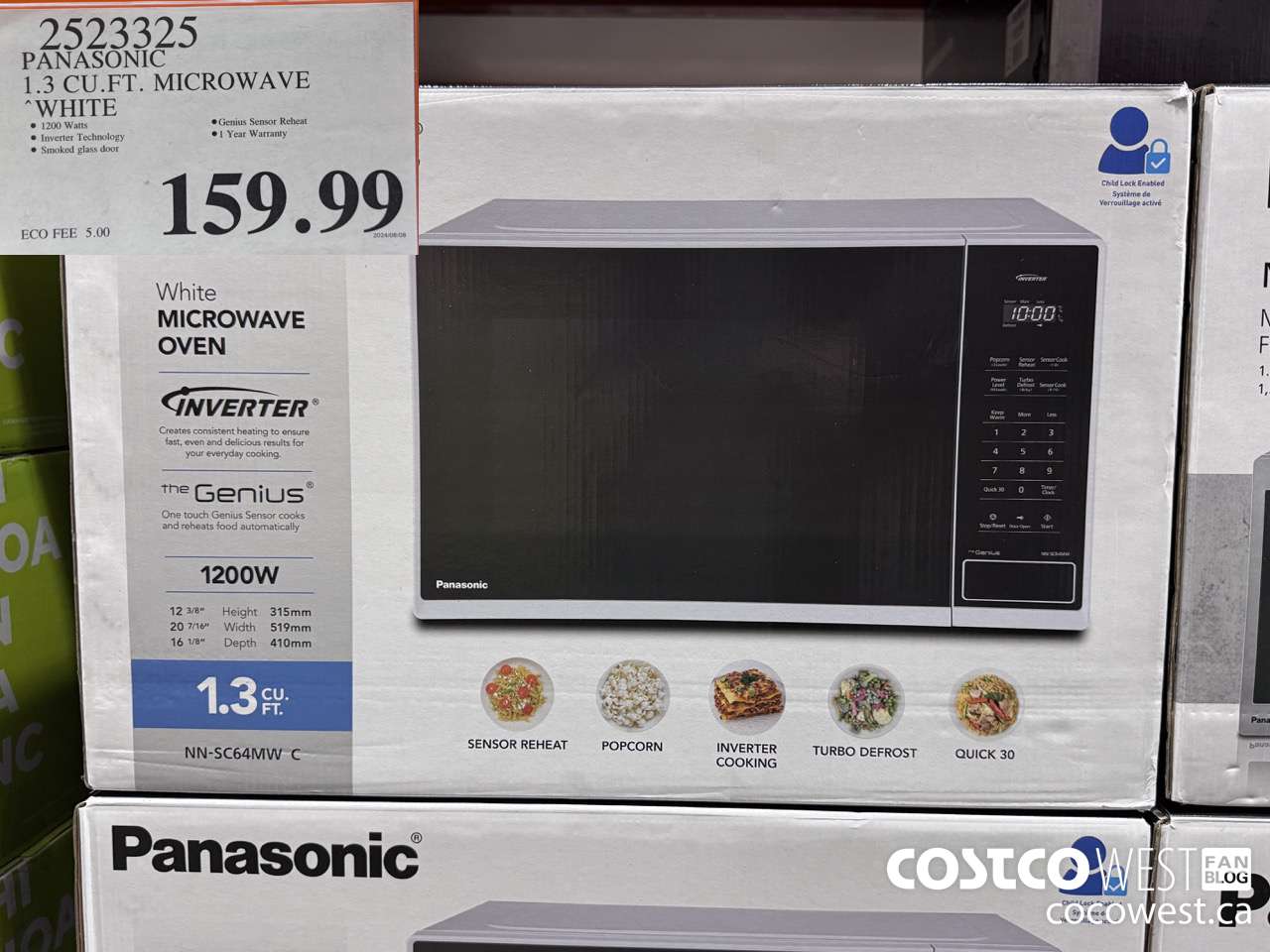 2523325 PANASONIC 1.3 CU FT MICROWAVE WHITE $159.99