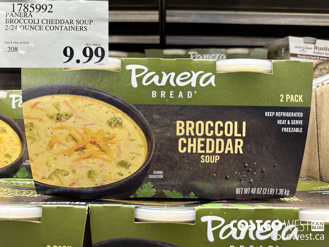 1785992 PANERA BROCCOLI CHEDDAR SOUP 2/24 OUNCE CONTAINERS $9.99