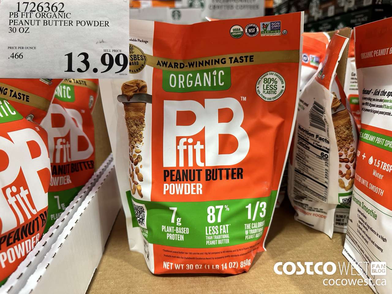 1726362 PB FIT ORGANIC PEANUT BUTTER POWDER 30 OZ $13.99