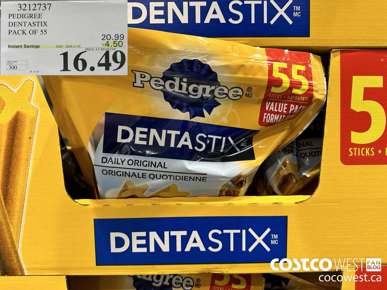 3212737 PEDIGREE DENTASTIX PACK OF 55 ($4.50 INSTANT SAVINGS EXPIRES ON 2024-11-10) $16.49