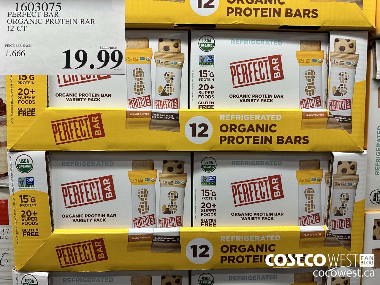 1603075 PERFECT BAR ORGANIC PROTEIN BAR 12 CT $19.99