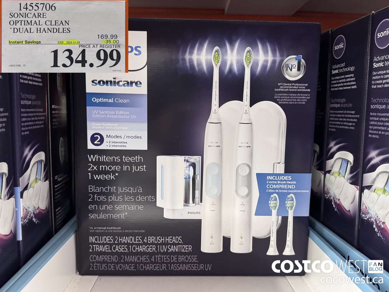 1455706 PHILIPS/SONICARE OPTIMAL CLEAN DUAL HANDLES ($35.00 INSTANT SAVINGS EXPIRES ON 2024-11-24) $134.99