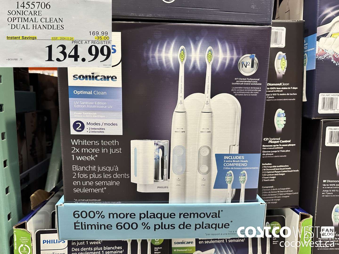 1455706 PHILIPS/SONICARE OPTIMAL CLEAN DUAL HANDLES ($35.00 INSTANT SAVINGS EXPIRES ON 2024-11-24) $134.99