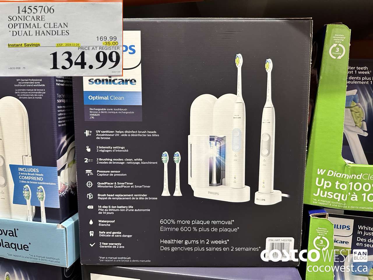 1455706 PHILIPS/SONICARE OPTIMAL CLEAN DUAL HANDLES ($35.00 INSTANT SAVINGS EXPIRES ON 2024-11-24) $134.99