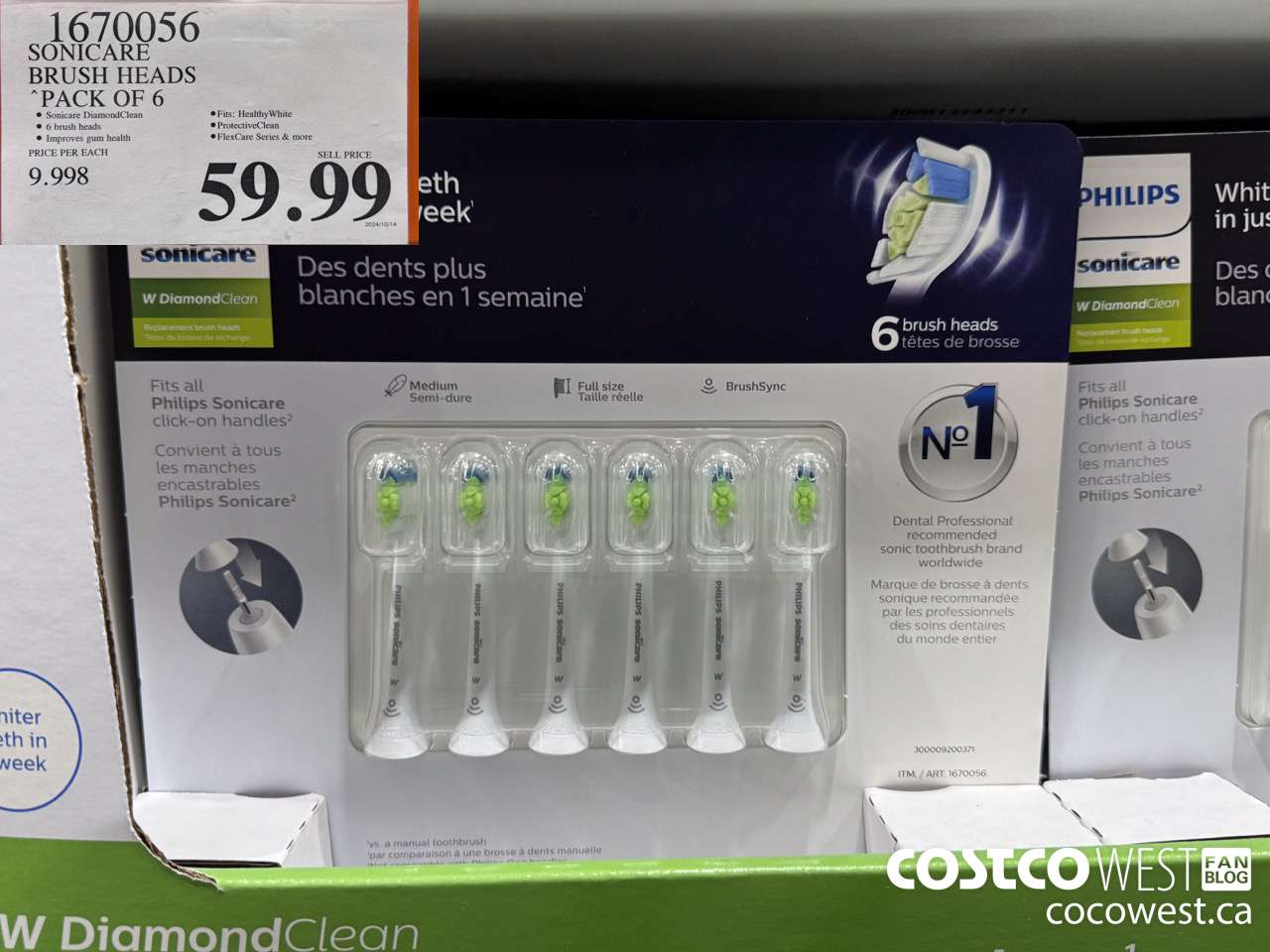 1670056 PHILIPS SONICARE DIAMONDCLEAN BRUSH HEADS 6-PACK $59.99