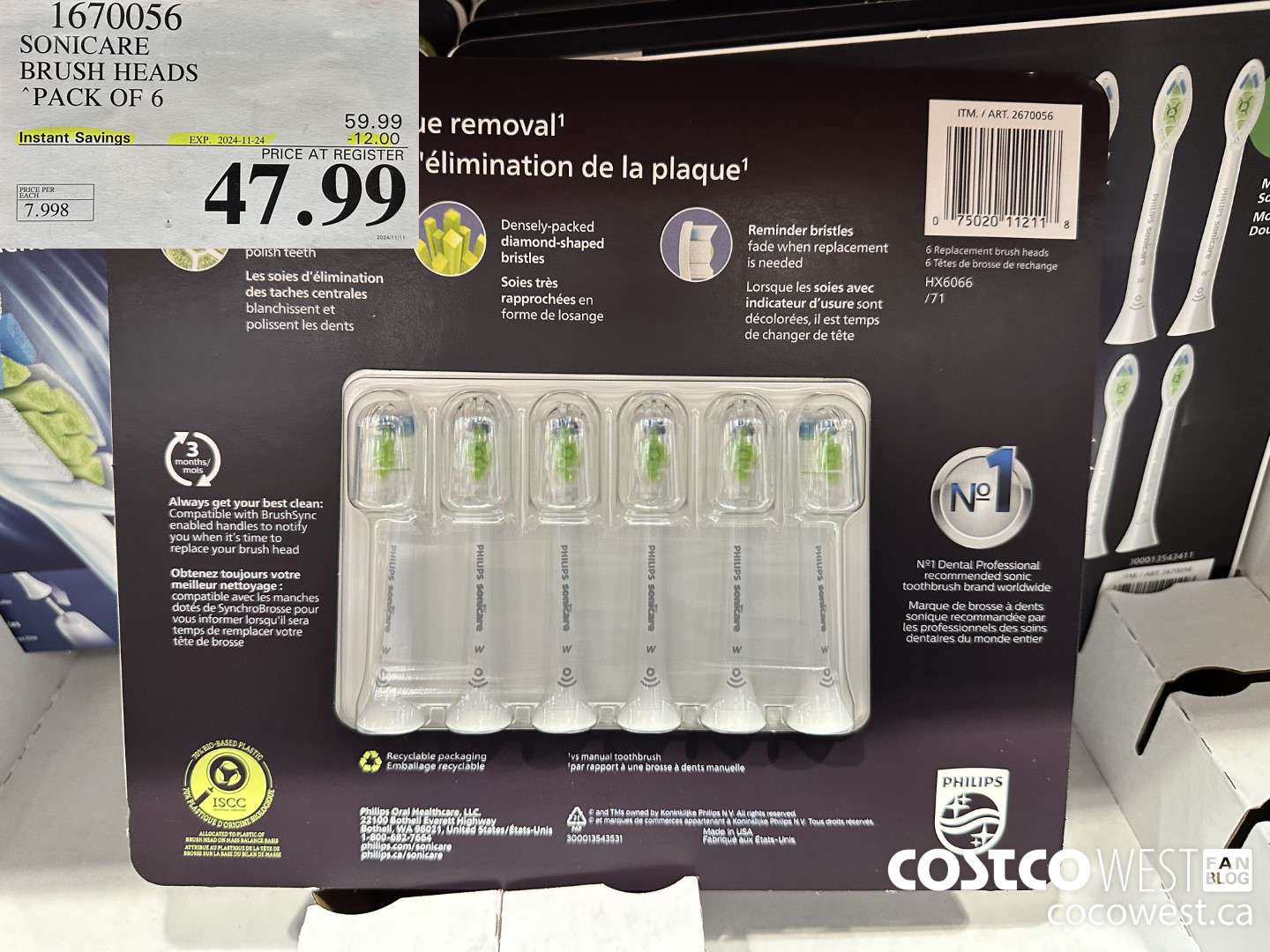 1670056 PHILIPS SONICARE DIAMONDCLEAN BRUSH HEADS 6-PACK ($12.00 INSTANT SAVINGS EXPIRES ON 2024-11-24) $47.99