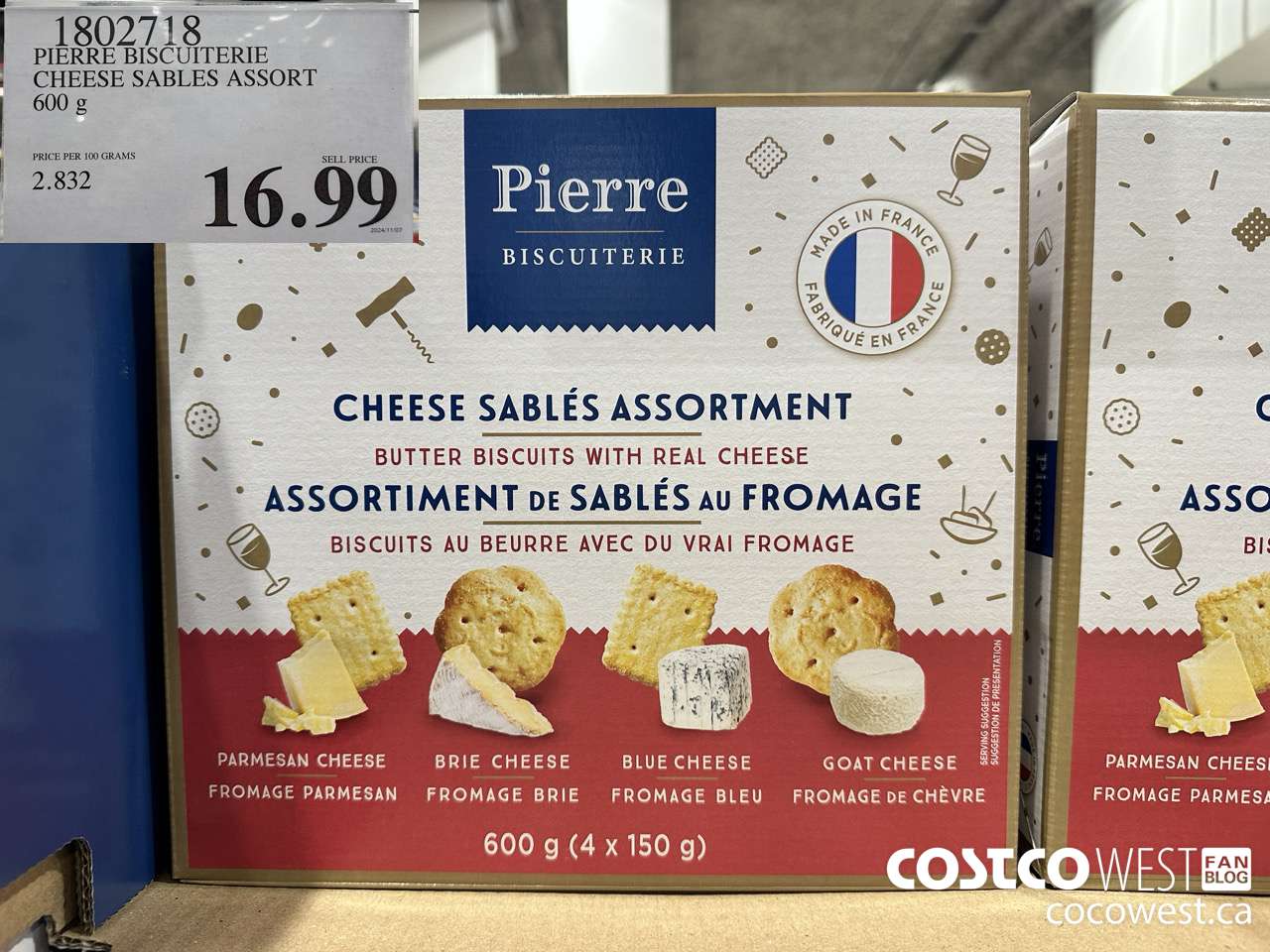1802718 PIERRE BISCUITERIE CHEESE SABLES ASSORT 600G $16.99