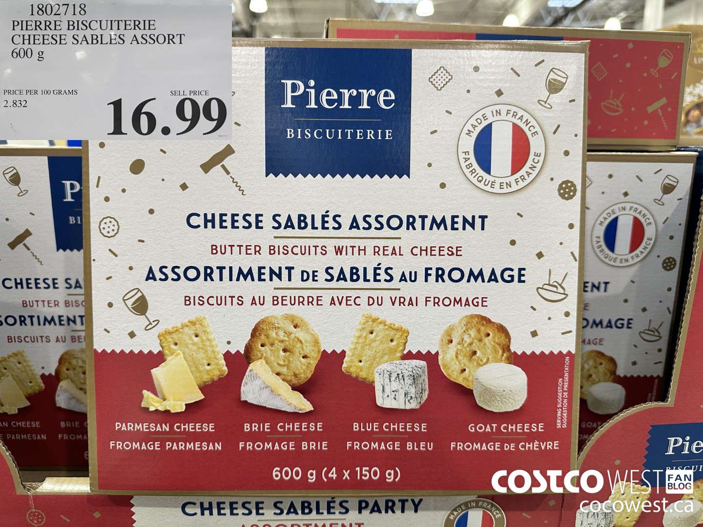 1802718 PIERRE BISCUITERIE CHEESE SABLES ASSORT 600G $16.99