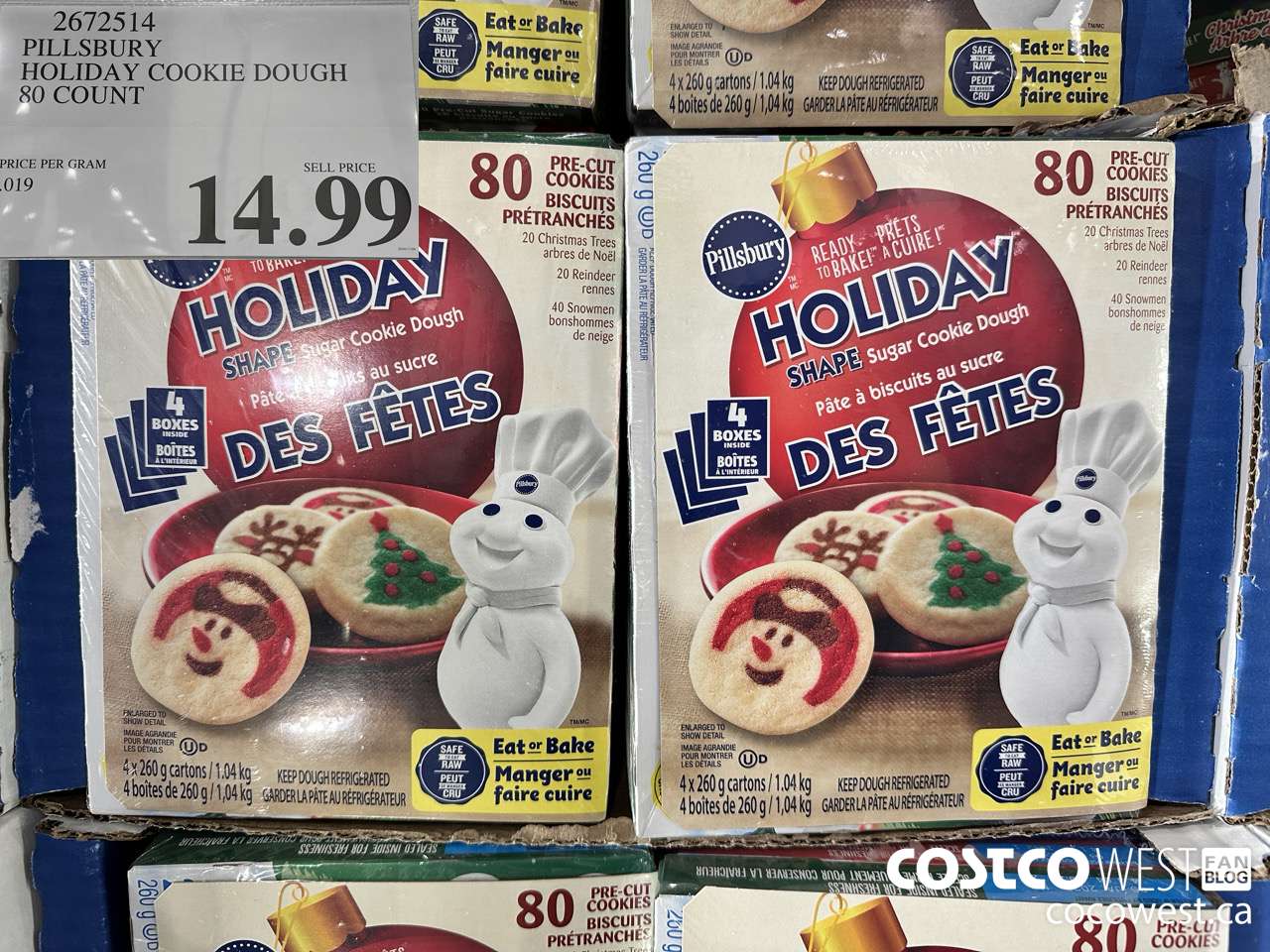 2672514 PILLSBURY HOLIDAY COOKIE DOUGH 80 COUNT $14.99