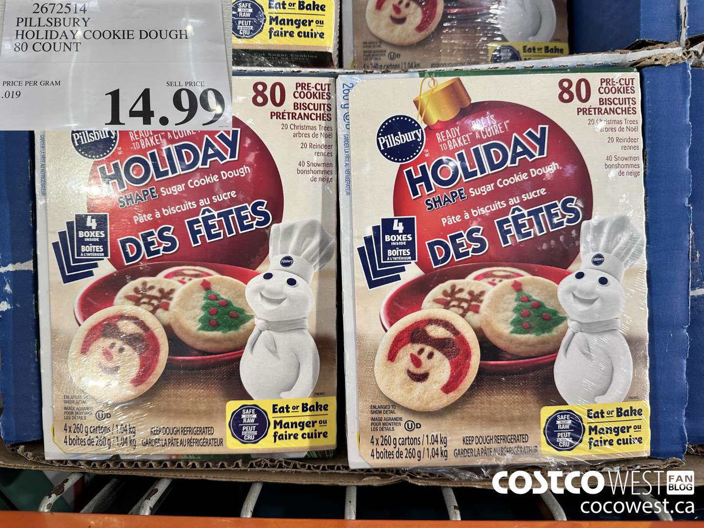 2672514 PILLSBURY HOLIDAY COOKIE DOUGH 80 COUNT $14.99