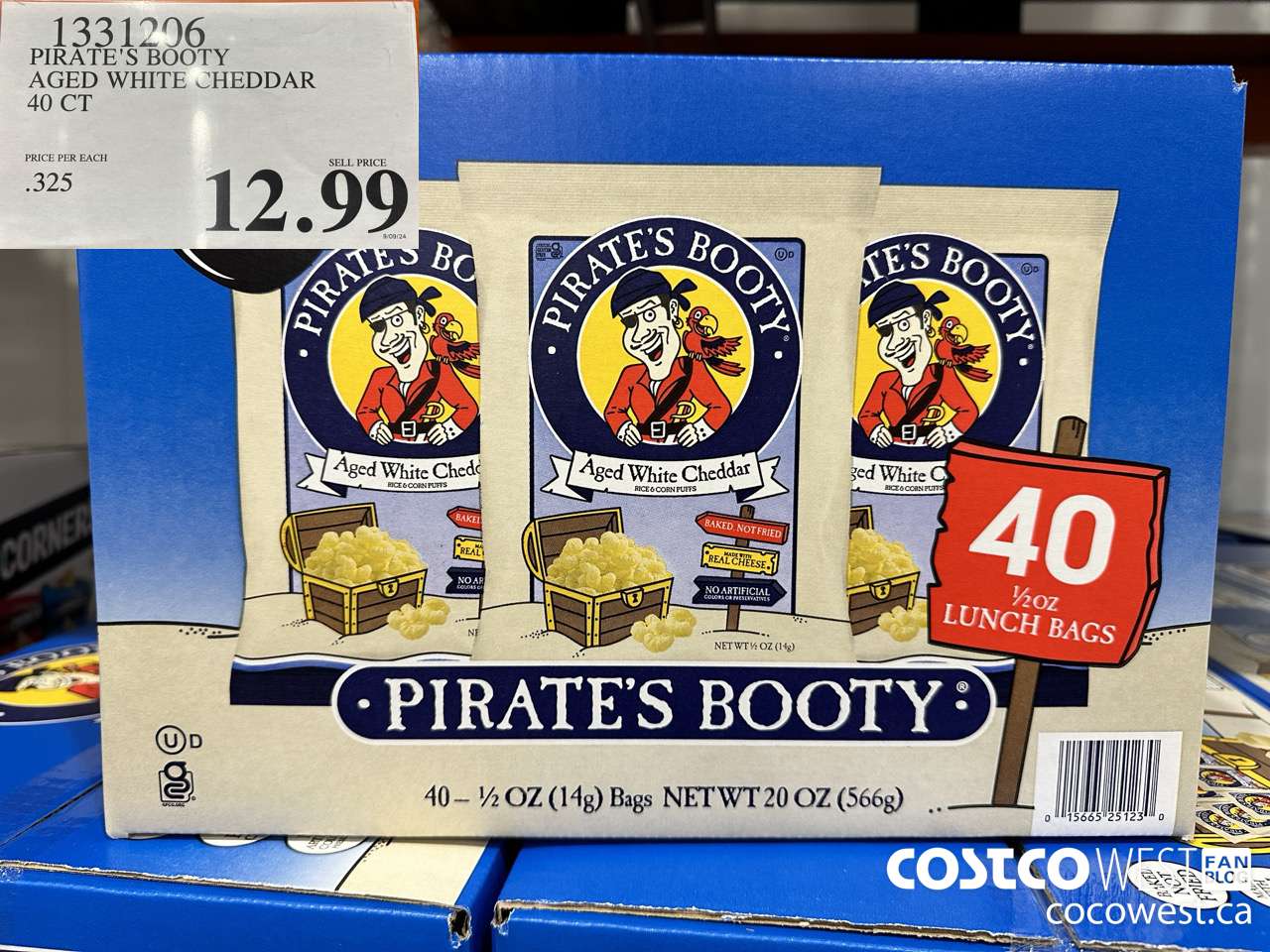 1331206 PIRATE'S BOOTY AGED WHITE CHEDDAR 40 CT $12.99