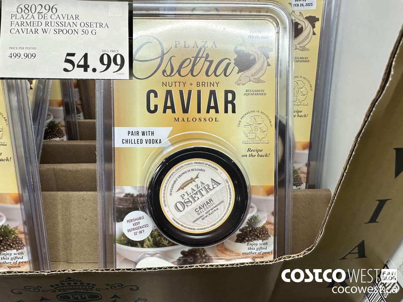 680296 PLAZA DE CAVIAR FARMED RUSSIAN OSETRA CAVIAR W/ SPOON 50G $54.99