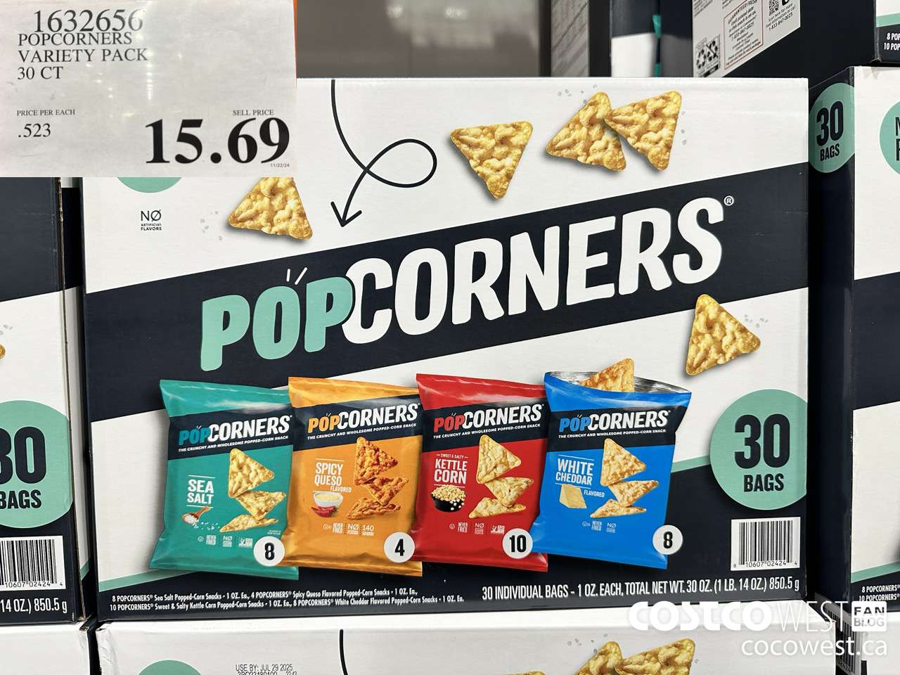 1632656 POPCORNERS VARIETY PACK 30 CT $15.69