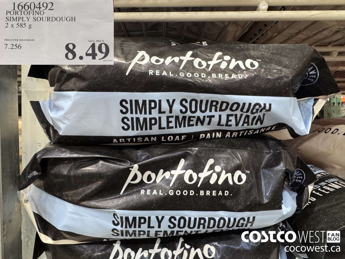 1660492 PORTOFINO SIMPLY SOURDOUGH 2 X 585 G $8.49