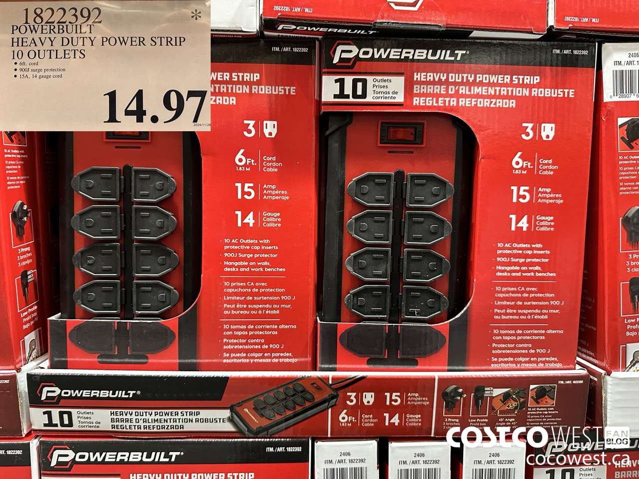 1822392 POWERBUILT HEAVY DUTY POWER STRIP 10 OUTLETS $14.97