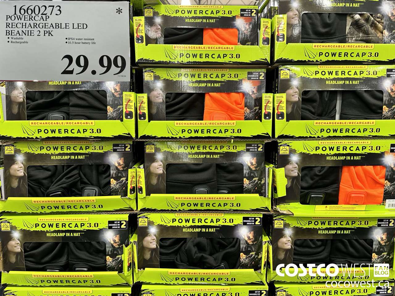 1660273 POWERCAP RECHARGEABLE LED BEANIE 2PK $29.99