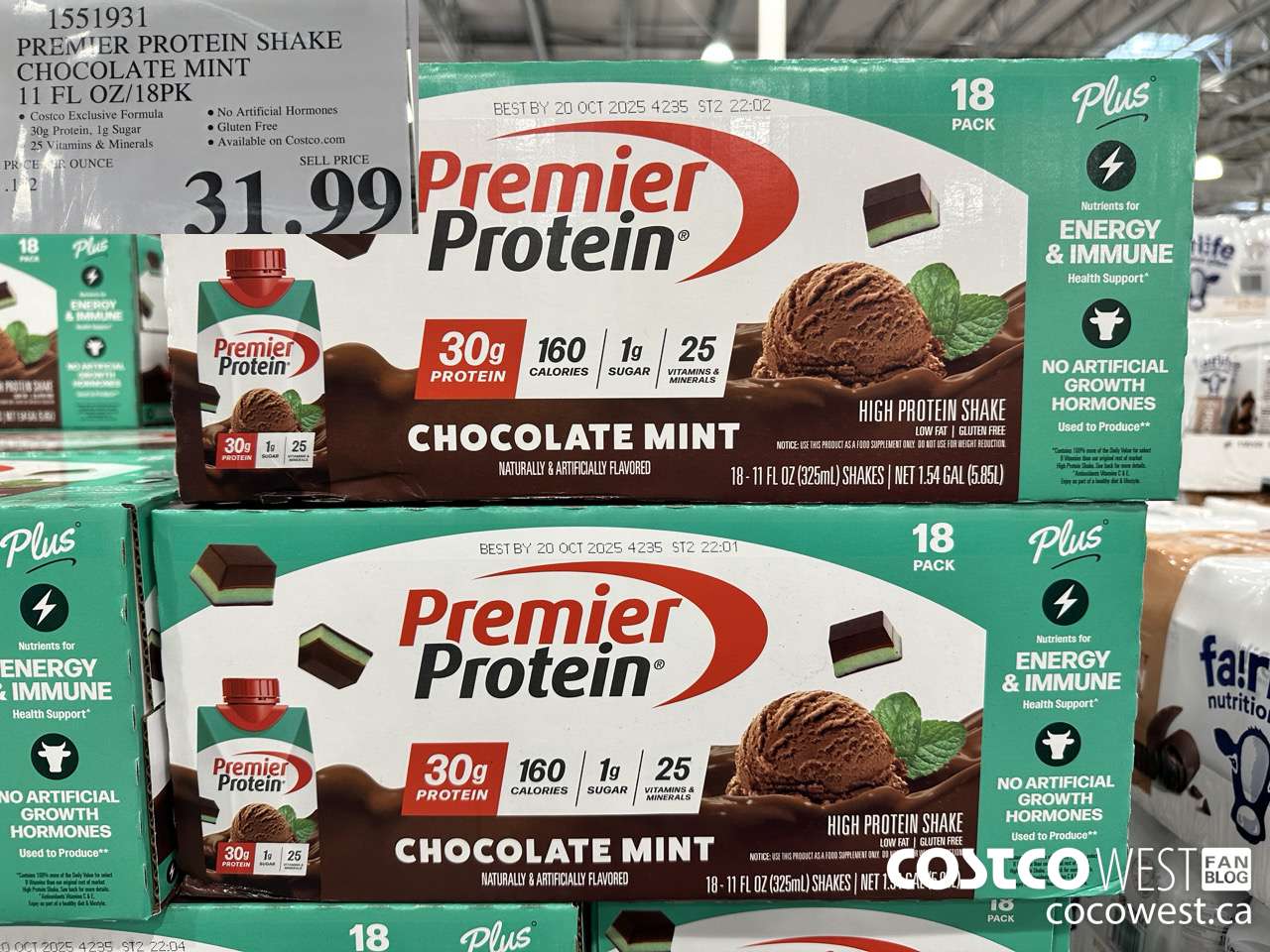 1551931 PREMIER PROTEIN SHAKE CHOCOLATE MINT 11 FL OZ/18 PK $31.99