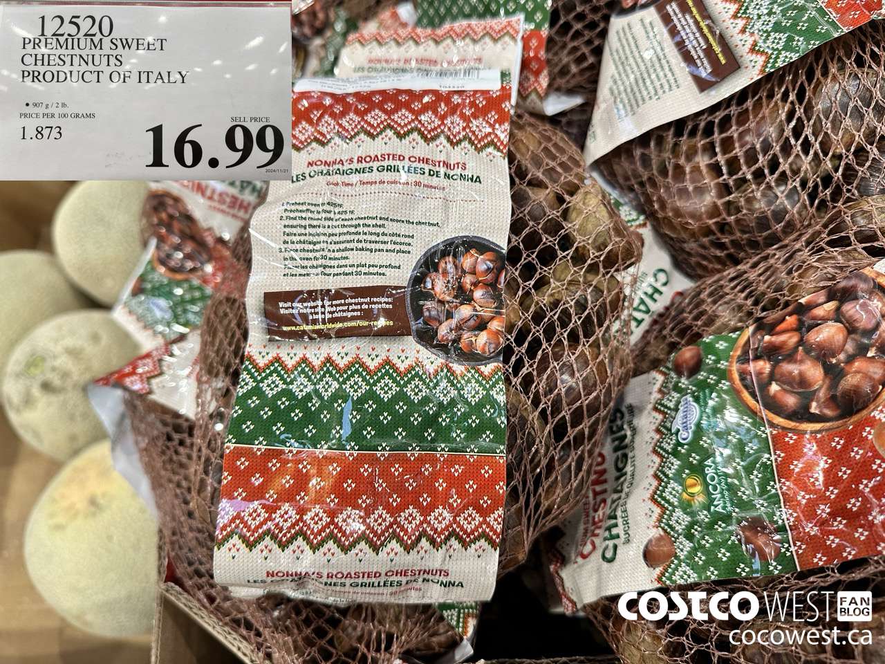 12520 PREMIUM SWEET CHESTNUT PRODUCT OF ITALY $16.99