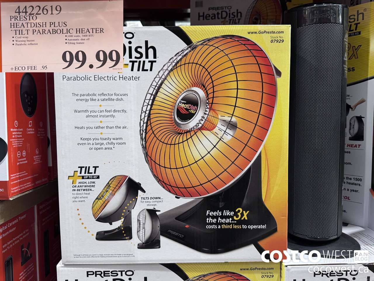 4422619 PRESTO HEATDISH PLUS TILT PARABOLIC HEATER $99.99