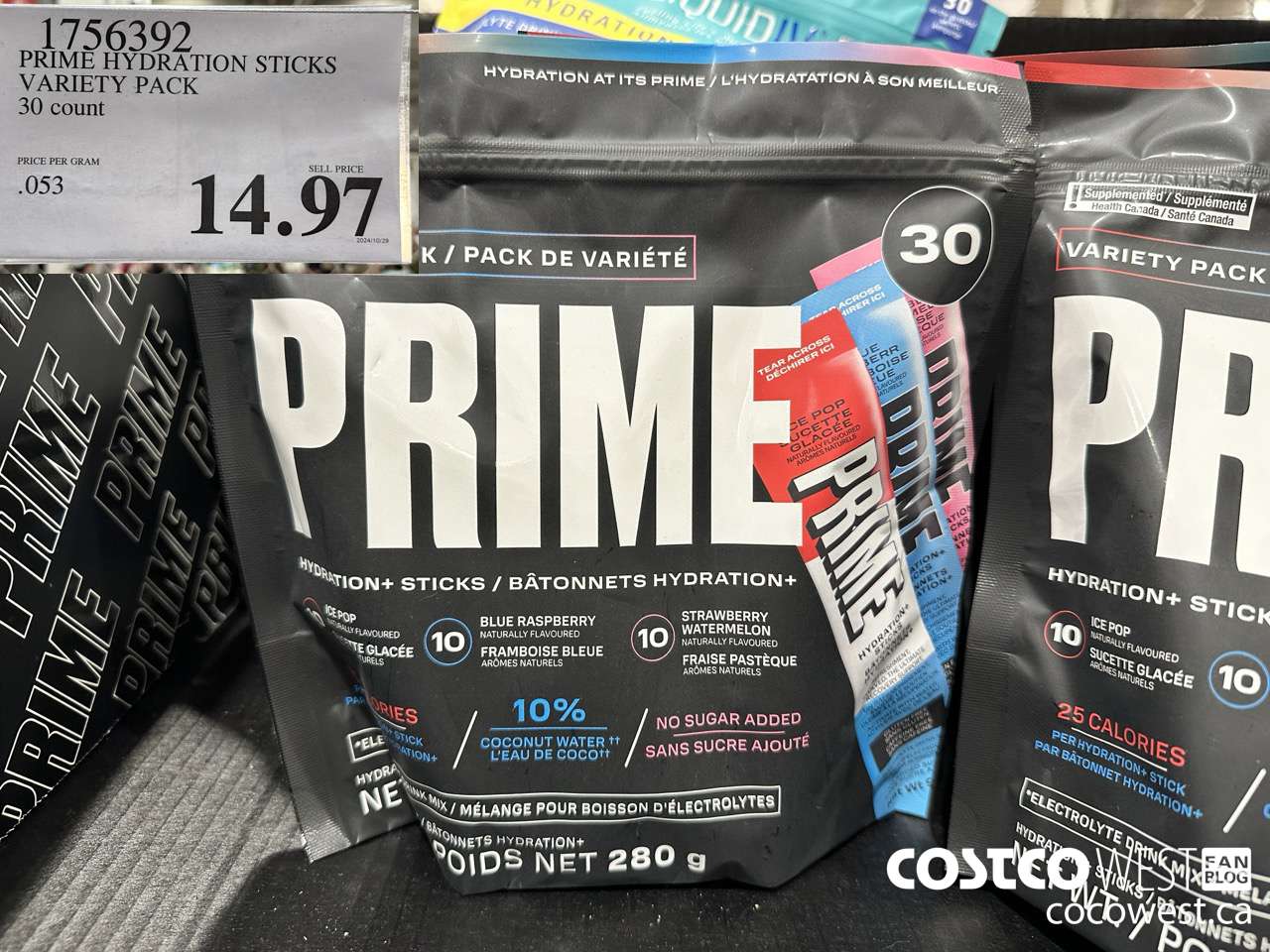 1756392 PRIME HYDRATION STICKS VARIETY PACK 30 COUNT $14.97