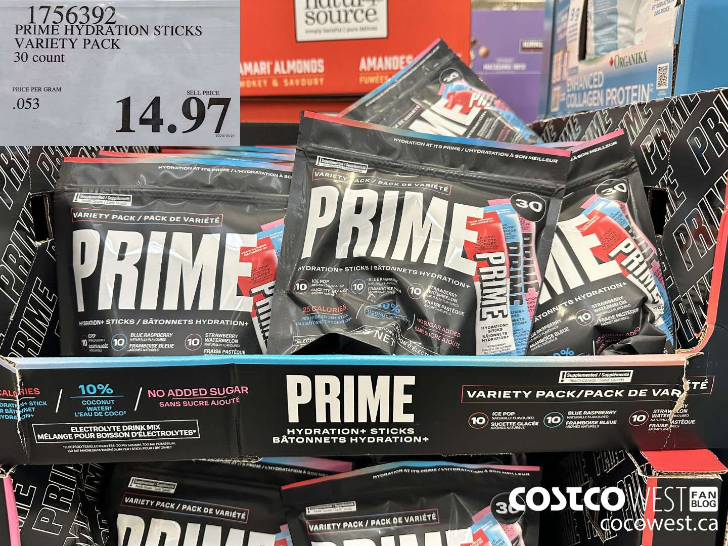 1756392 PRIME HYDRATION STICKS VARIETY PACK 30 COUNT $14.97