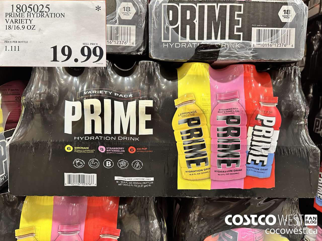 1805025 PRIME HYDRATION VARIETY 18/16.9 OZ $19.99