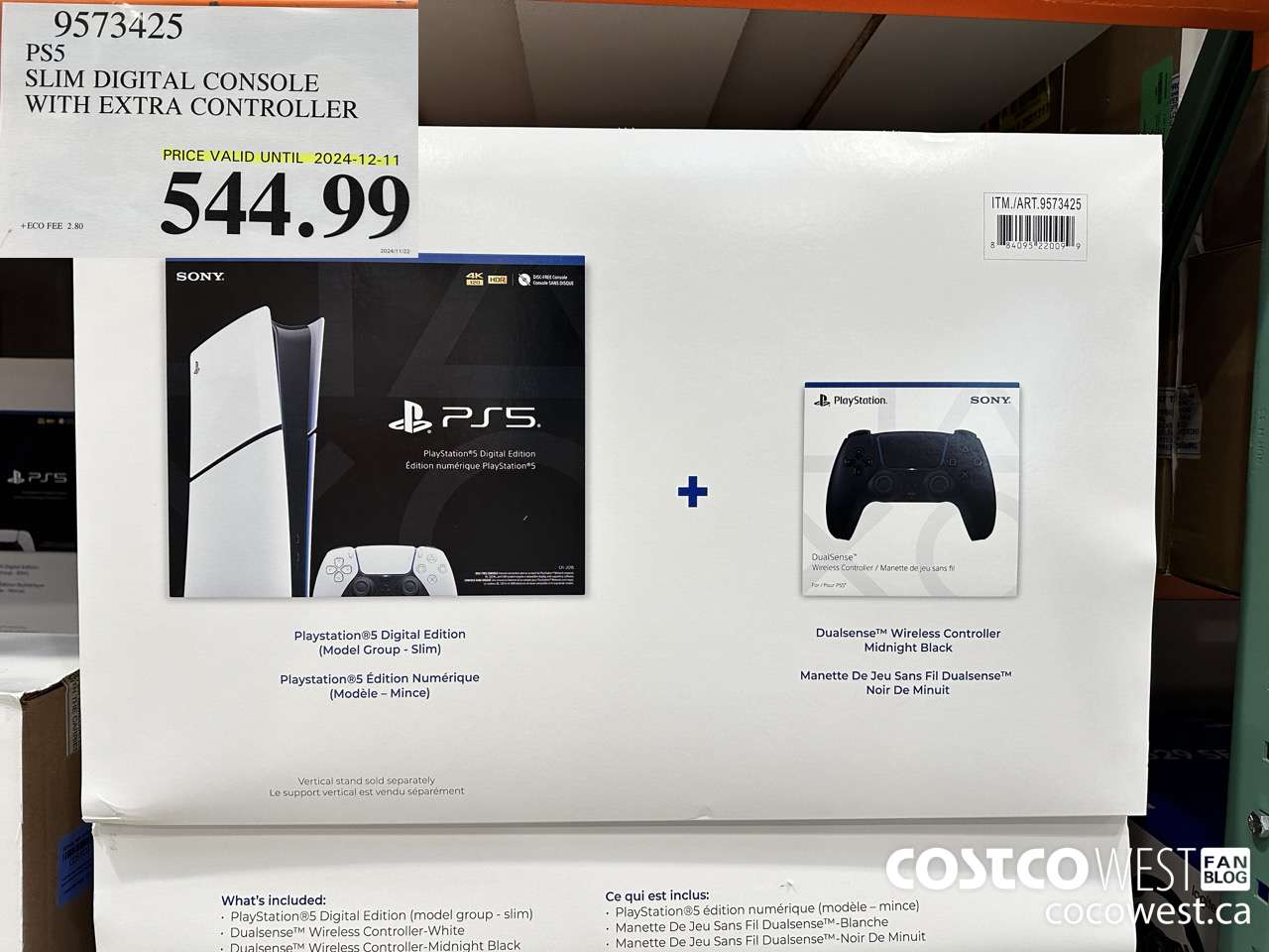 9573425 PS5 SLIM DIGITAL CONSOLE WITH EXTRA CONTROLLER (EXPIRES ON 2024-12-11) $544.99