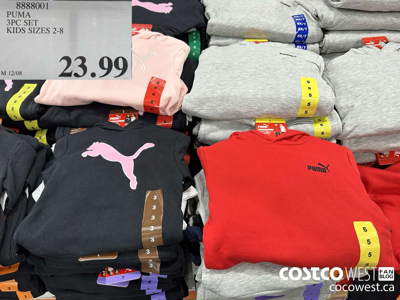 8888001 PUMA 3PC SET KIDS SIZES 2-8 $23.99