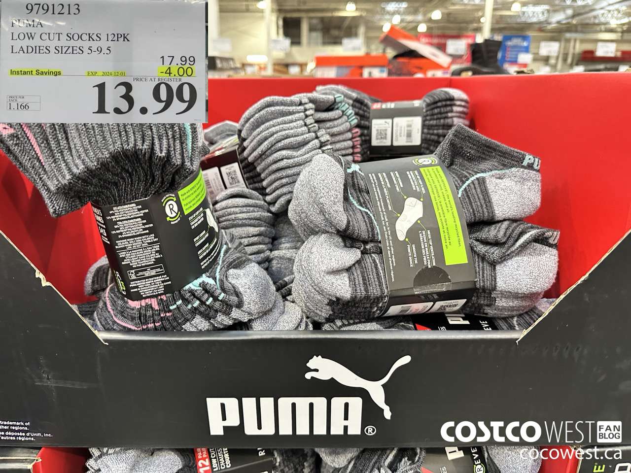9791213 PUMA LOW CUT SOCKS 12PK LADIES SIZES 5-9.5 ($4.00 INSTANT SAVINGS EXPIRES ON 2024-12-01) $13.99
