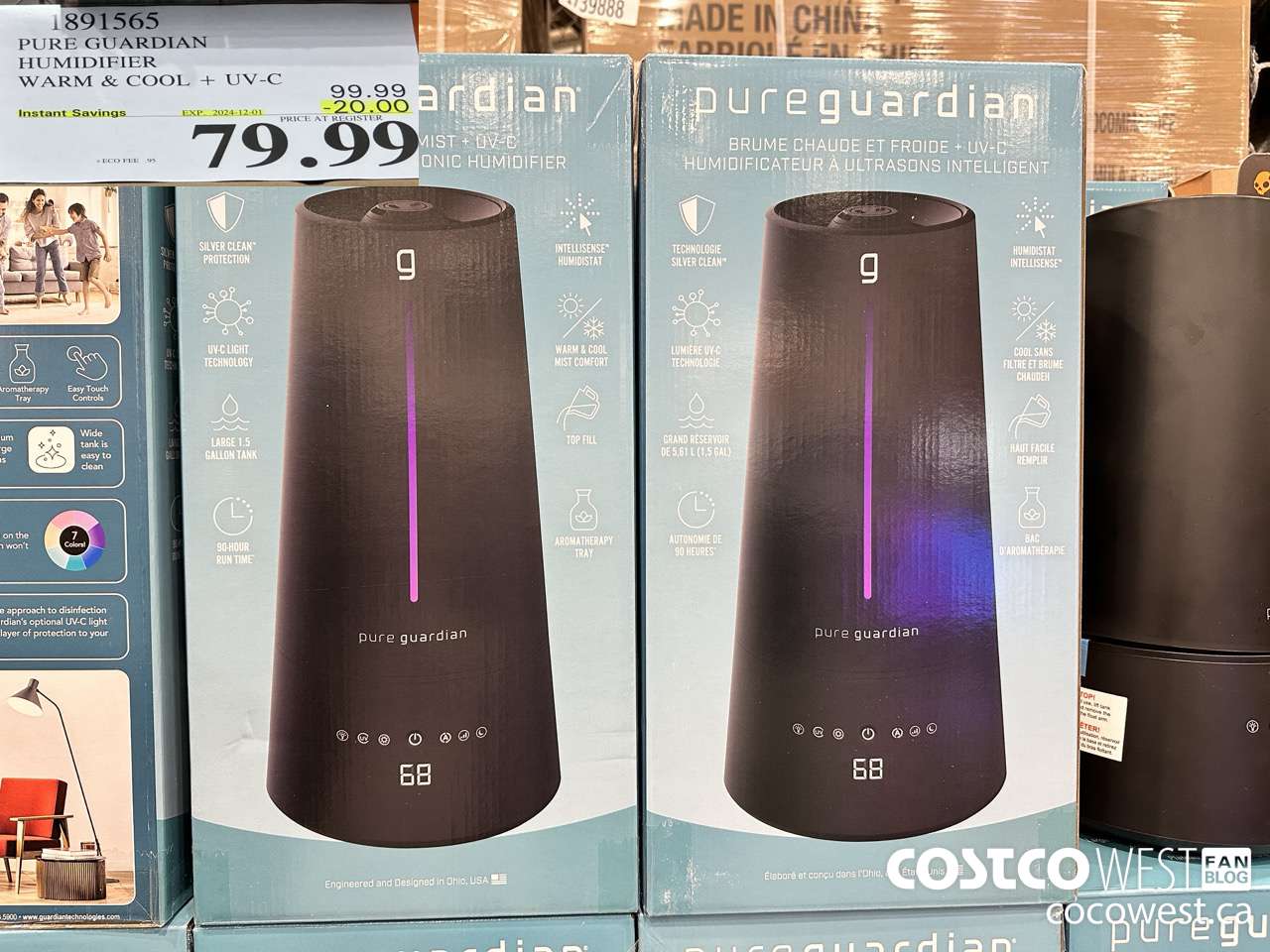 1891565 PUREGUARDIAN WARM & COOL HUMIDIFIER 5.6L ($20.00 INSTANT SAVINGS EXPIRES ON 2024-12-01) $79.99