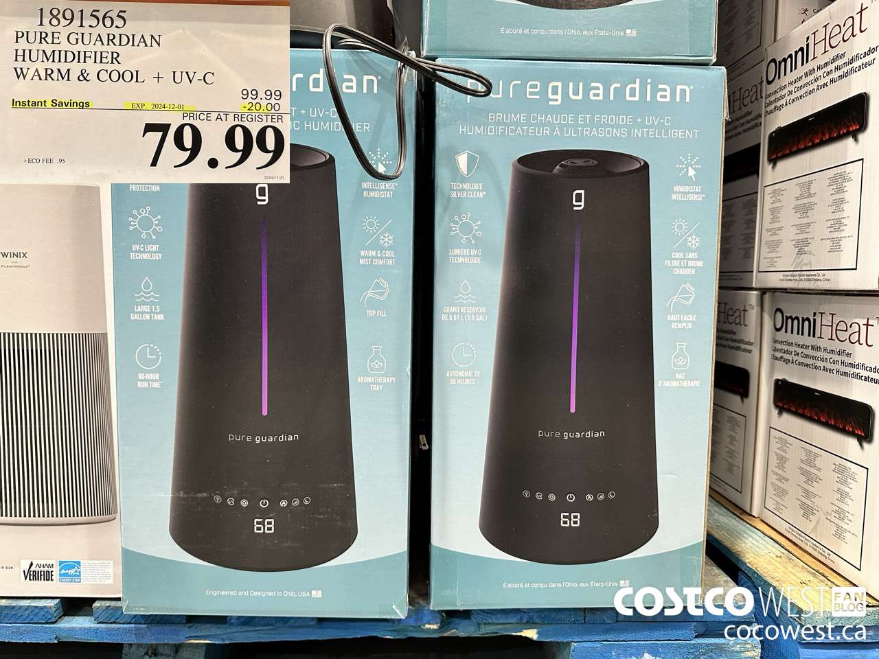 1891565 PUREGUARDIAN WARM & COOL HUMIDIFIER 5.6L ($20.00 INSTANT SAVINGS EXPIRES ON 2024-12-01) $79.99