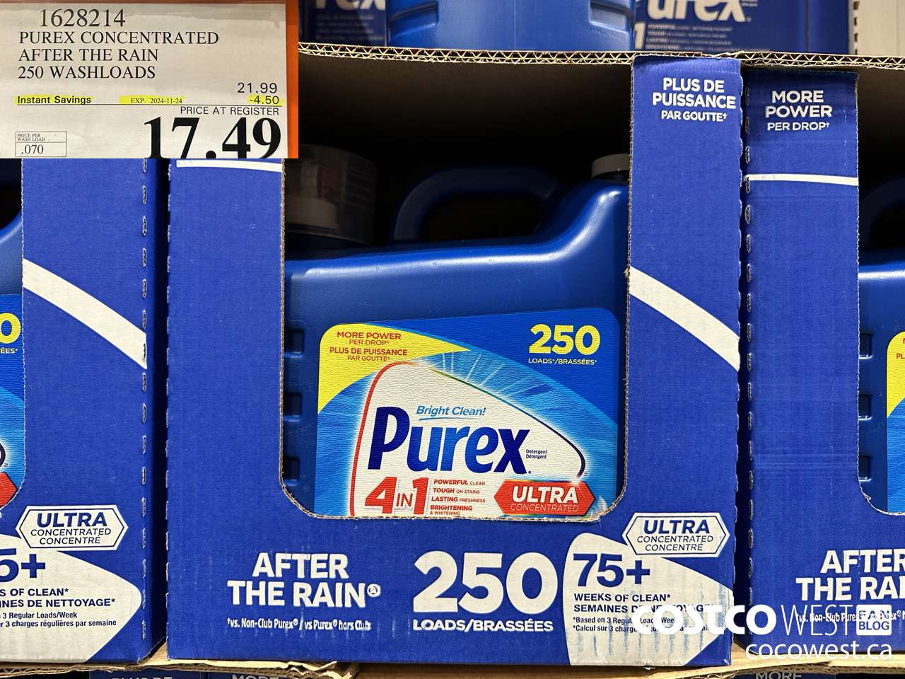 1628214 PUREX CONCENTRATED AFTER THE RAIN 250 WASHLOADS ($4.50 INSTANT SAVINGS EXPIRES ON 2024-11-24) $17.49