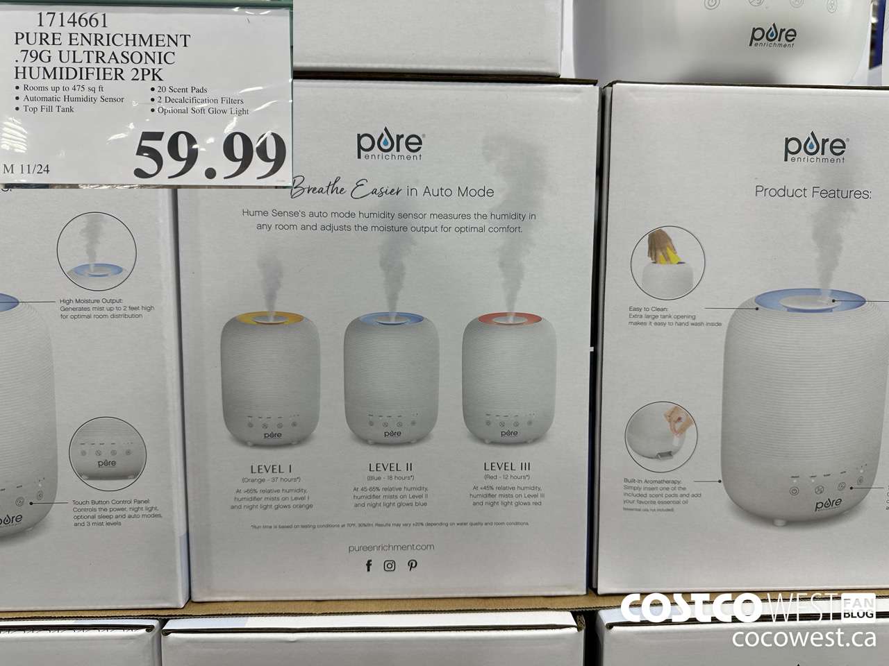 1714661 PURE ENRICHMENT .79G ULTRASONIC HUMIDIFIER 2PK $59.99