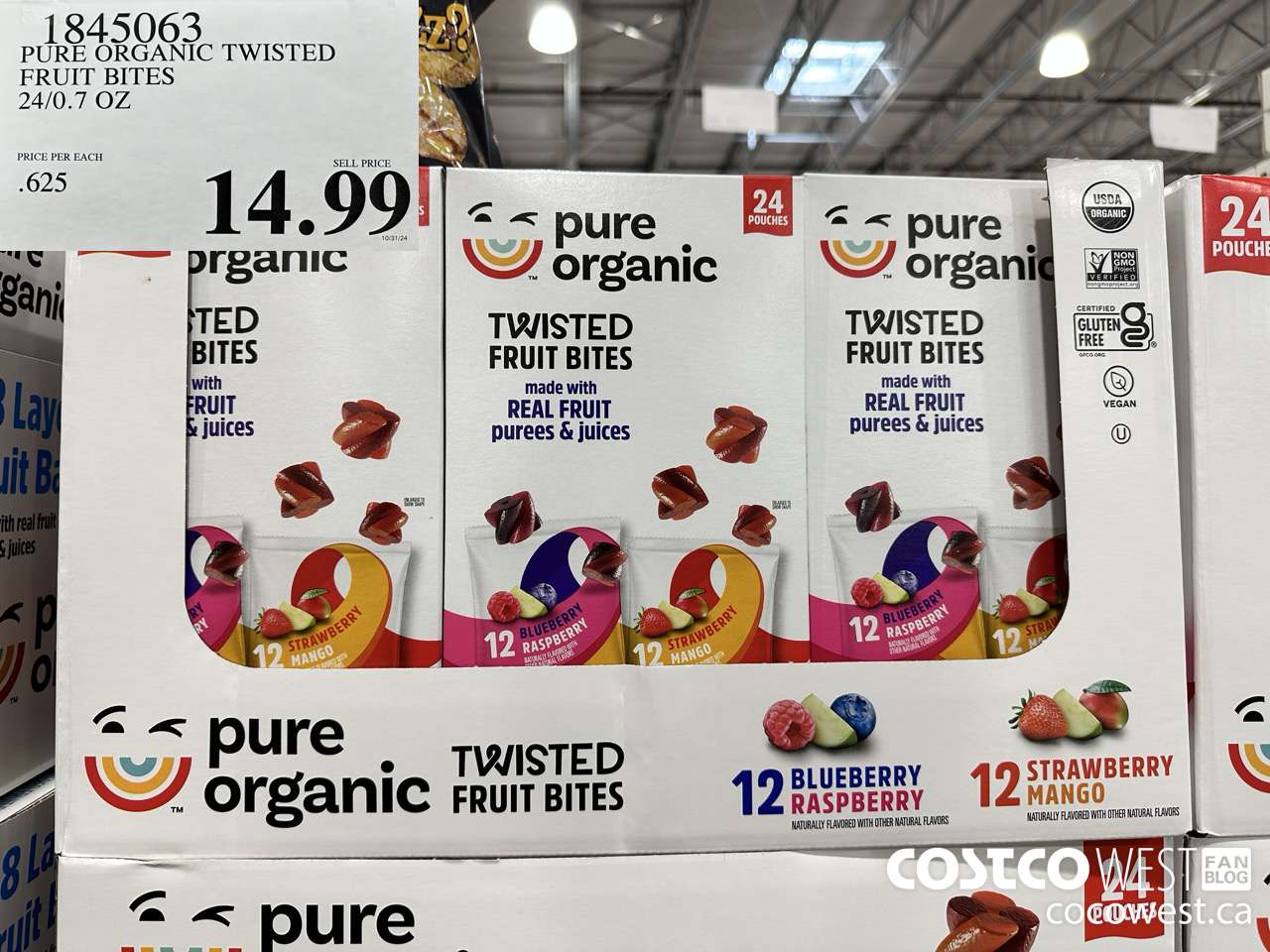 1845063 PURE ORGANIC TWISTED FRUIT BITES 24/0.7 OZ $14.99