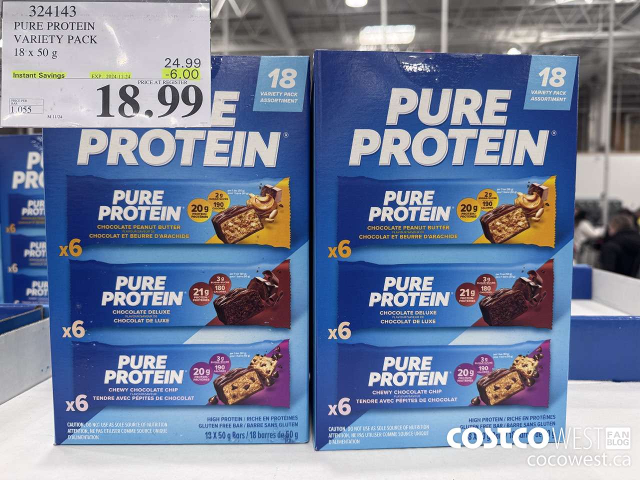 324143 PURE PROTEIN VARIETY PACK 18 X 50G ($6.00 INSTANT SAVINGS EXPIRES ON 2024-11-24) $18.99