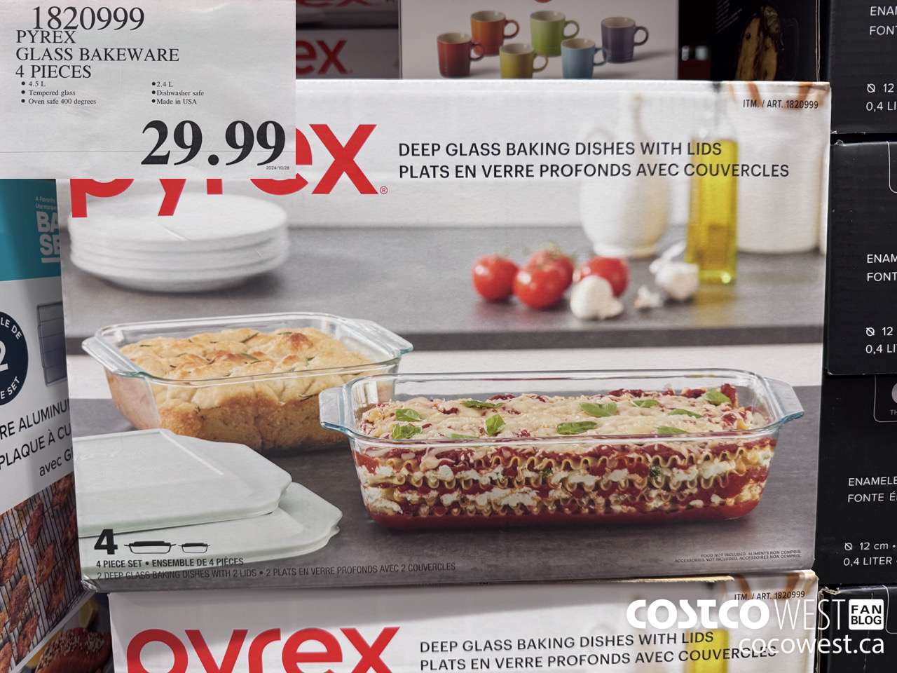 1820999 PYREX GLASS BAKEWARE 4 PIECES $29.99