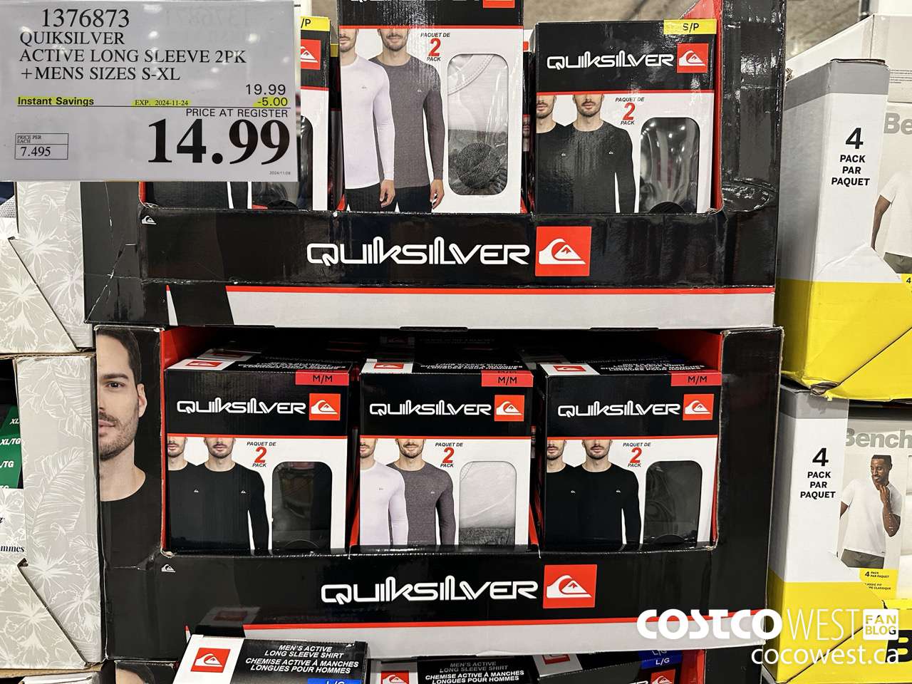 1376873 QUIKSILVER ACTIVE LONG SLEEVE 2PK MENS SIZES S-XL ($5.00 INSTANT SAVINGS EXPIRES ON 2024-11-24) $14.99