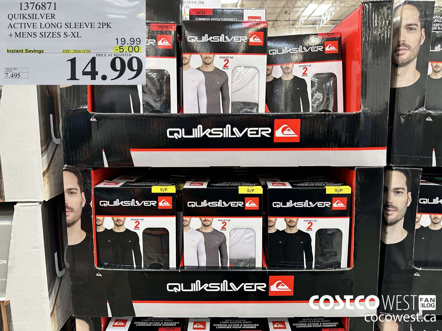 1376871 QUIKSILVER ACTIVE LONG SLEEVE 2PK MENS SIZES S-XL ($5.00 INSTANT SAVINGS EXPIRES ON 2024-11-24) $14.99