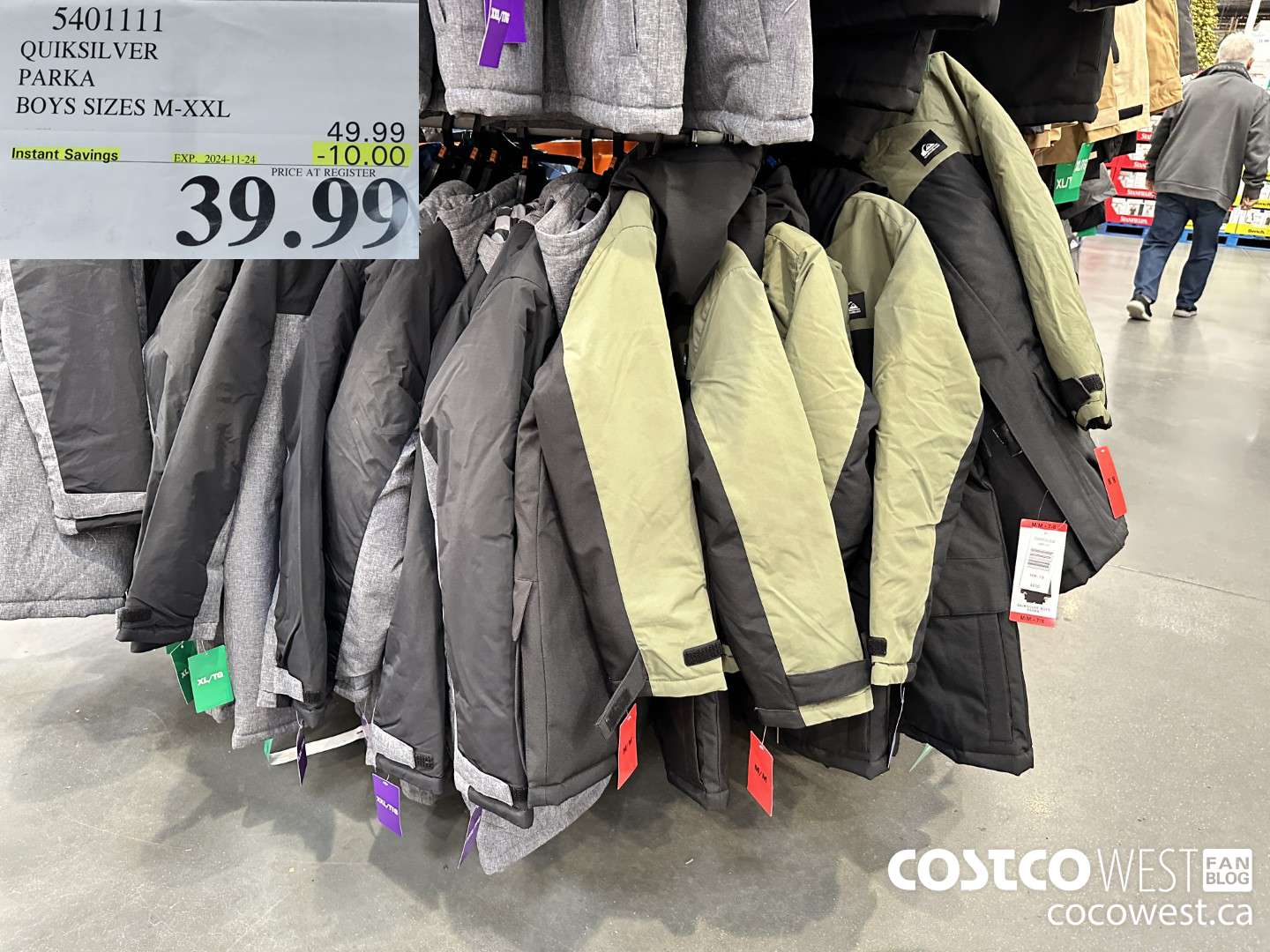 5401111 QUIKSILVER PARKA BOYS SIZES M-XXL ($10.00 INSTANT SAVINGS EXPIRES ON 2024-11-24) $39.99