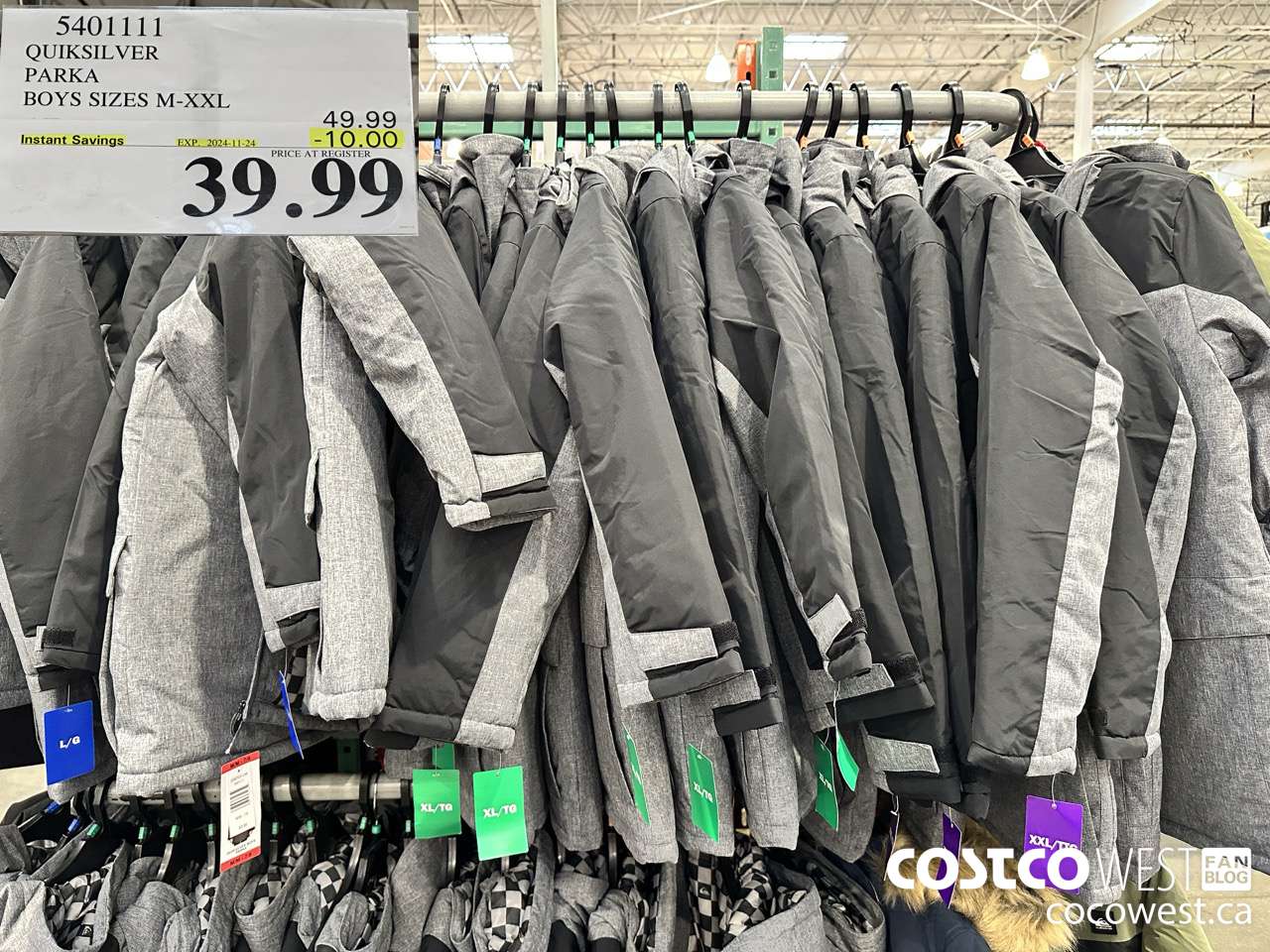 5401111 QUIKSILVER PARKA BOYS SIZES M-XXL ($10.00 INSTANT SAVINGS EXPIRES ON 2024-11-24) $39.99