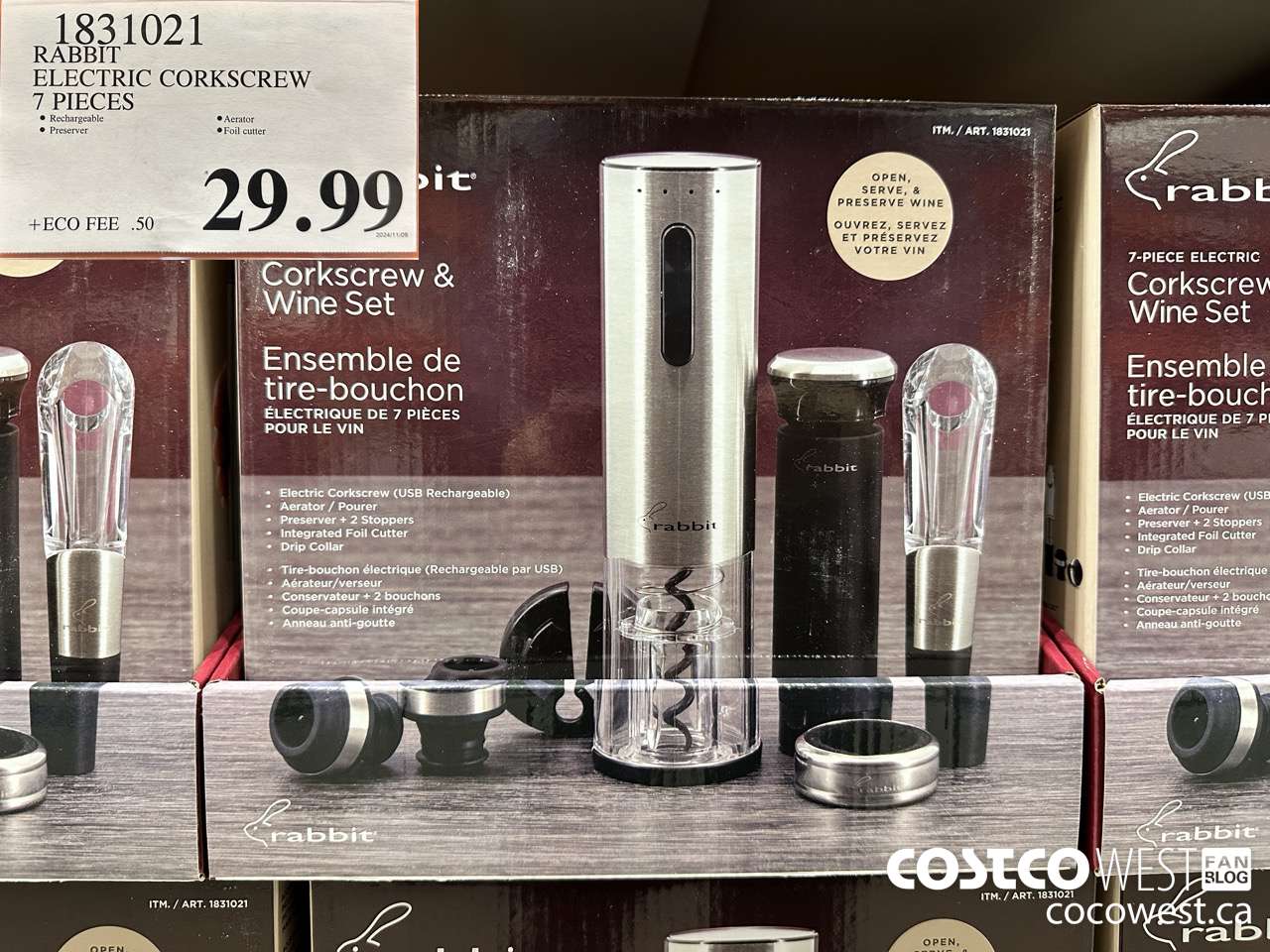 1831021 RABBIT ELECTRIC CORCKSCREW 7 PIECES $29.99