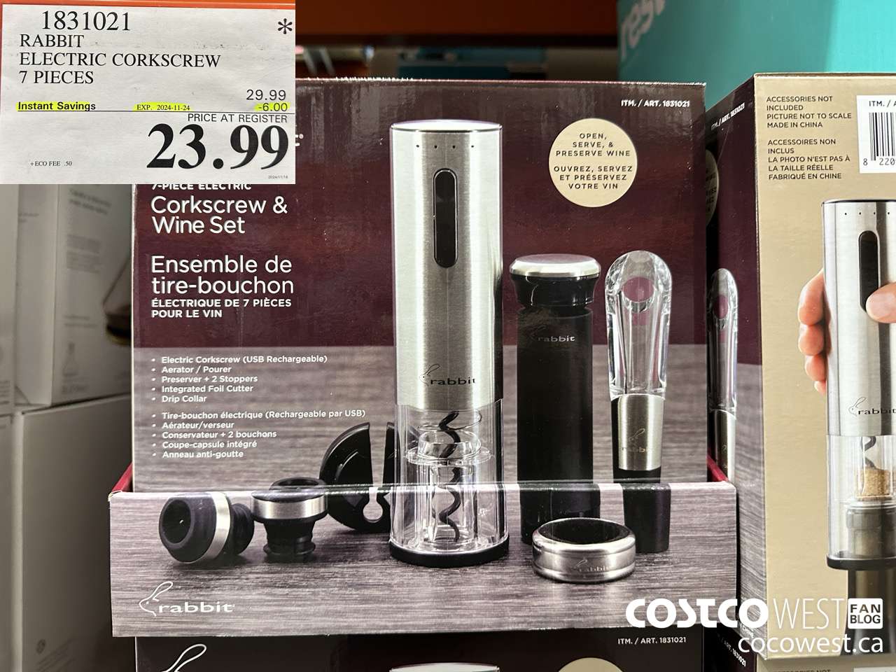 1831021 RABBIT ELECTRIC CORCKSCREW 7 PIECES ($6.00 INSTANT SAVINGS EXPIRES ON 2024-11-24) $23.99